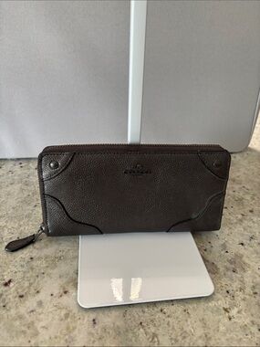 Coach Bronze Pebbled Leather Zip Wallet